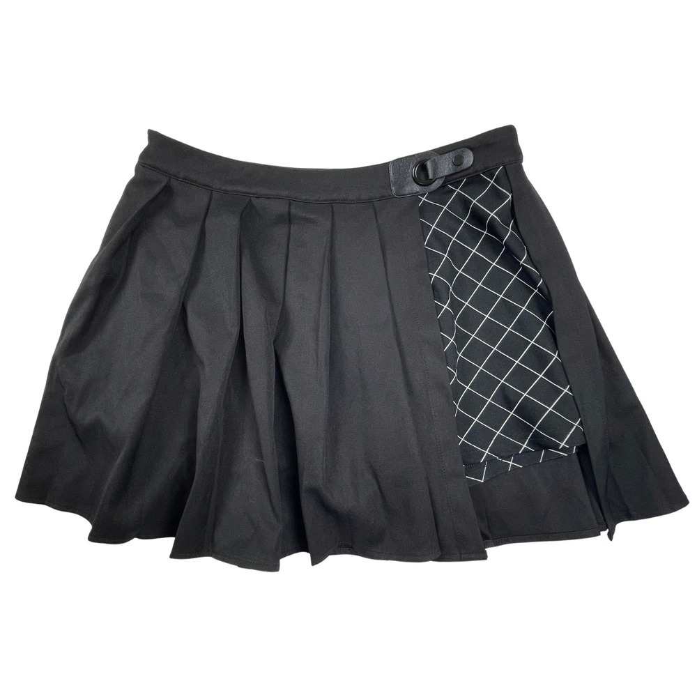 Punk Rave Womens XL Asymmetric Pleated Grid Panel Cyberpunk Gothic Costume Skort